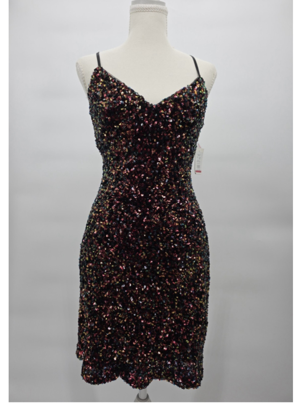 David's Bridal Dress Size 2 Sequin Glam Y2K Slip Midi Party Cocktail - Picture 2 of 13